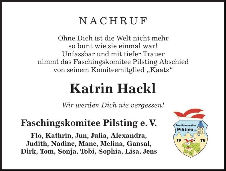 Traueranzeige Katrin Hackl