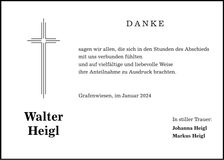 Traueranzeige Walter Heigl