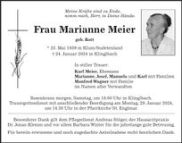 Traueranzeige Marianne Meier