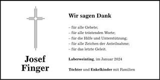 Traueranzeige Josef Finger