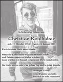 Traueranzeige Christian Kohlhuber