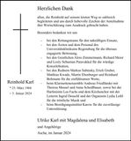 Traueranzeige Karl Reinhold