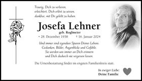 Traueranzeige Josefa Lehner