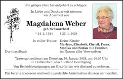 Traueranzeige Magdalena Weber