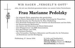 Traueranzeige Marianne Pedolzky