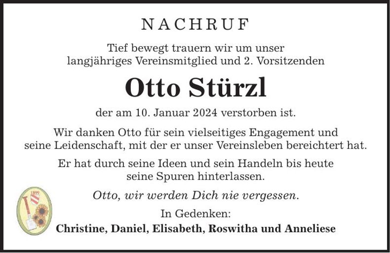 Traueranzeige Stürzl Otto
