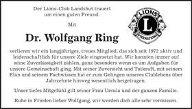 Traueranzeige Wolfgang Dr. Ring