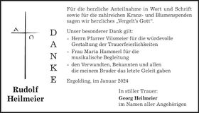 Traueranzeige Rudolf Heilmeier