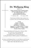 Traueranzeige Wolfgang Ring