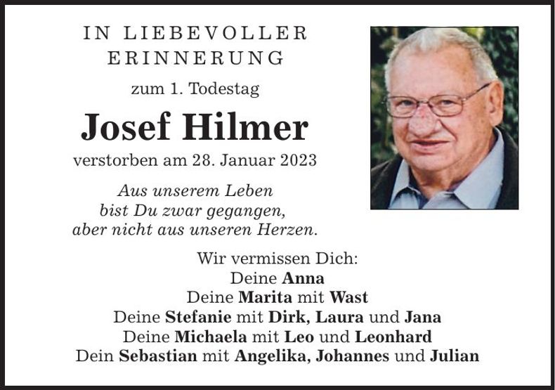 Traueranzeige Josef Hilmer