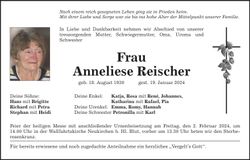 Traueranzeige Anneliese Reischer