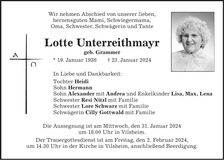 Traueranzeige Lotte Unterreithmayr