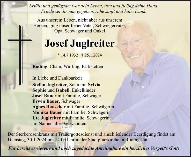 Traueranzeige Josef Juglreiter