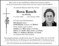 Traueranzeige Rosa Rauch