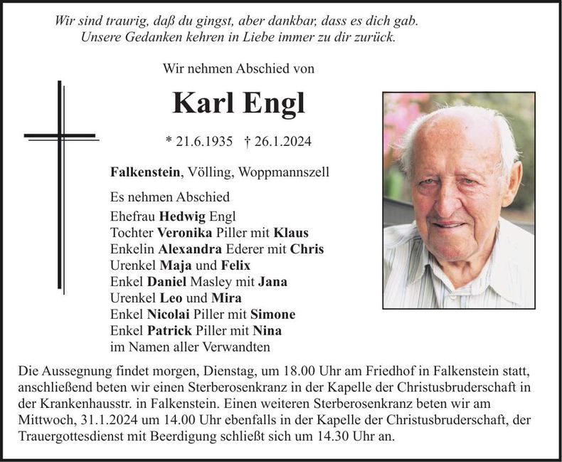 Traueranzeige Karl Engl