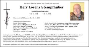 Traueranzeige Lorenz Stempfhuber