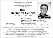 Traueranzeige Hermann Scholz