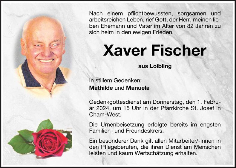 Traueranzeige Xaver Fischer
