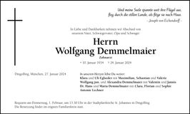 Traueranzeige Wolfgang Demmelmaier