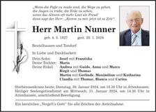 Traueranzeige Martin Nunner