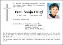 Traueranzeige Sonja Heigl