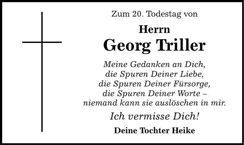 Traueranzeige Georg Triller