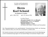Traueranzeige Karl Schmid