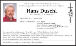 Traueranzeige Hans Duschl