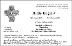 Traueranzeige Hilde Englert
