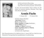 Traueranzeige Armin Fuchs