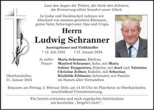 Traueranzeige Ludwig Schranner