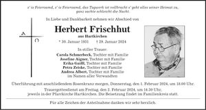 Traueranzeige Herbert Frischhut