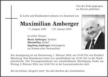 Traueranzeige Maximilian Amberger