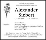 Traueranzeige Alexander Siebert