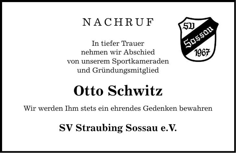 Traueranzeige Otto Schwitz