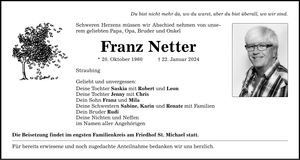Traueranzeige Franz Netter