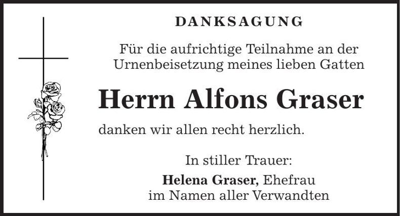 Traueranzeige Alfons Graser