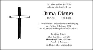 Traueranzeige Irma Eisner