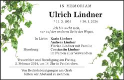 Traueranzeige Ulrich Lindner
