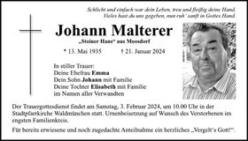 Traueranzeige Johann Malterer