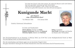 Traueranzeige Kunigunde Macht