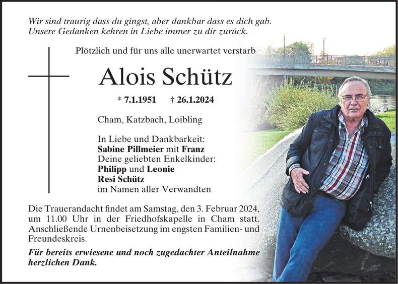 Traueranzeige Alois Schütz