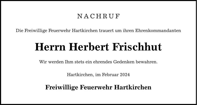 Traueranzeige Herbert Frischhut