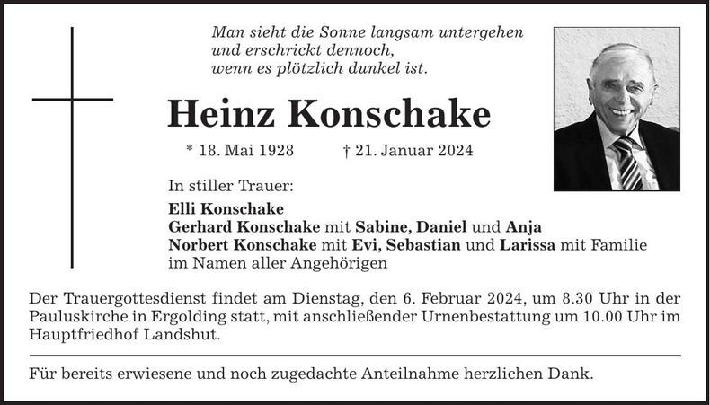 Traueranzeige Heinz Konschake
