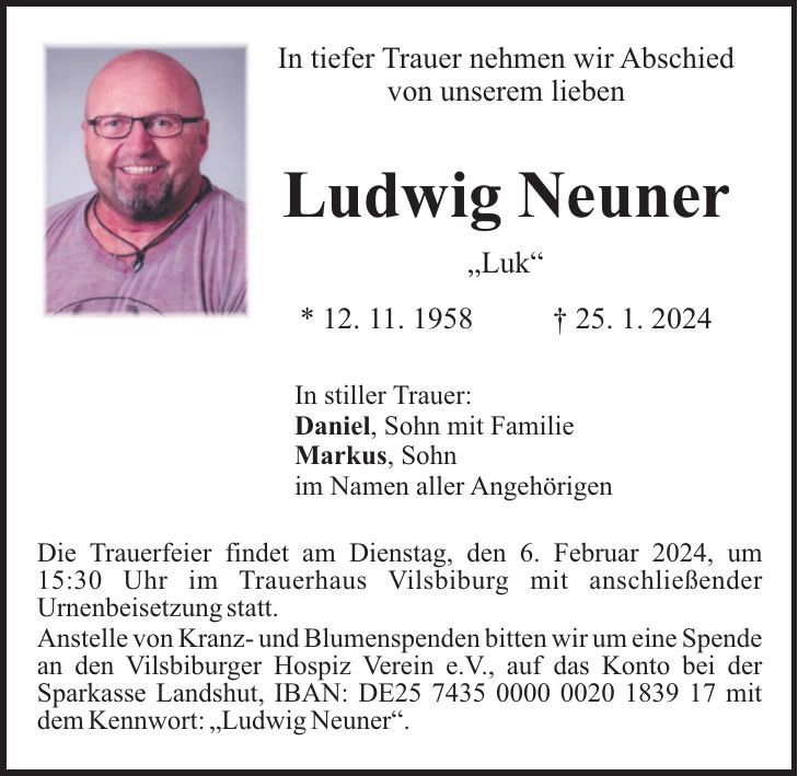 Traueranzeige Ludwig Neuner