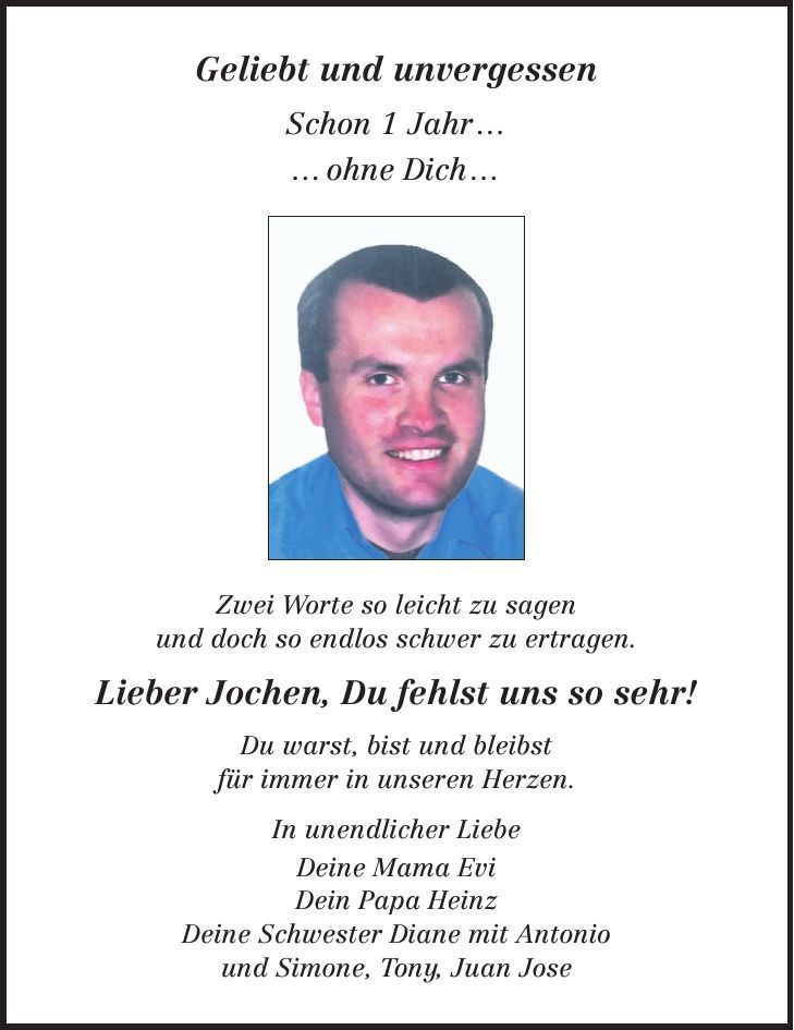 Traueranzeige Jochen Schreckenast