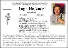 Traueranzeige Inge Holzner