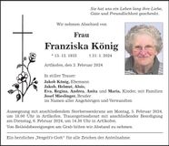 Traueranzeige Franziska König