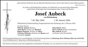 Traueranzeige Josef Aubeck