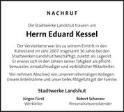 Traueranzeige Eduard Kessel